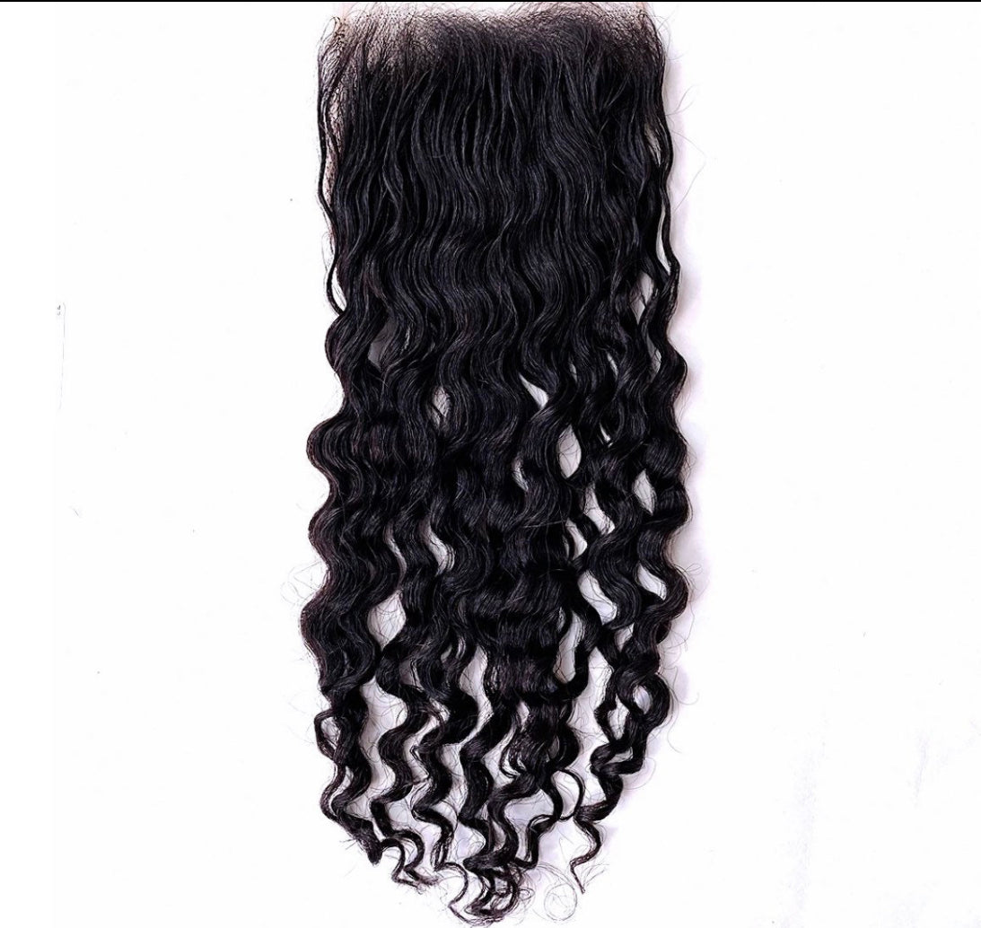 Raw Indian Curly 5x5 Transparent Closure